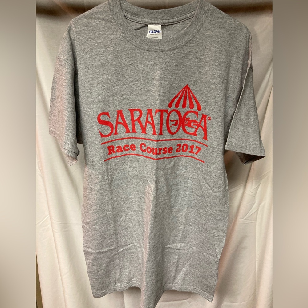 Gildan Gray Saratoga Race Course Cotton T-Shirt